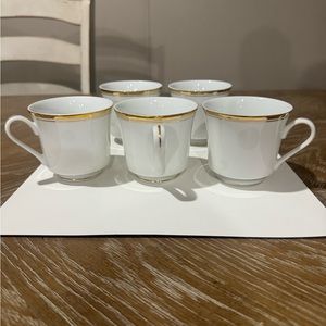 SHEFFIELD REGENCY GOLD PORCELAIN FINE CHINA COFFEE/TEA CUPS. SET OF 5. MADE 1985